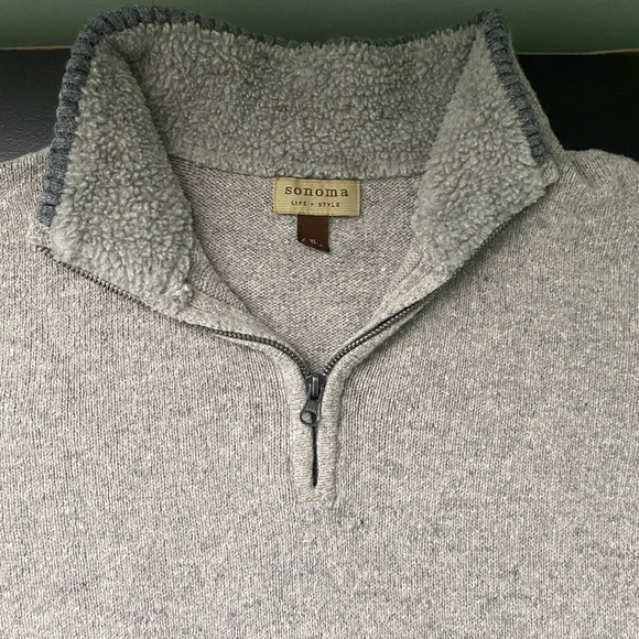 Men’s XL gray/tan blend cowl neck sweater with zip neck. Wore twice! EUC - Picture 3 of 10
